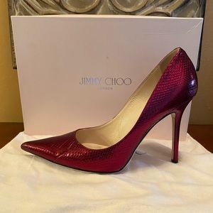 Jimmy Choo red snakeskin heels